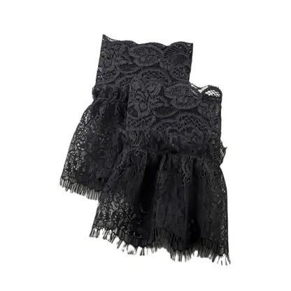 Women Fake Arm Sleeves With Short Tassels White And Black Pleated Cuff Beautiful Lace Accessories Outdoor Embellishments