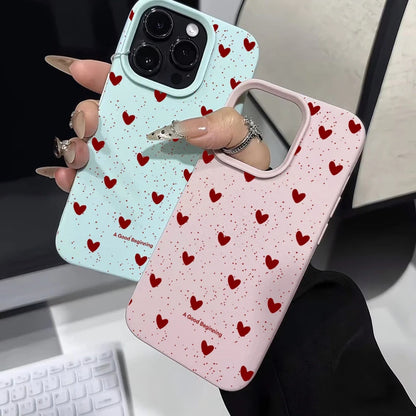 Fashion INS Love Heart Silicone Cases For iPhone 16 Pro 15 14 17 13 11 Pro Max 12 Pro Plus Shockproof Lichee Pattern Soft Cover