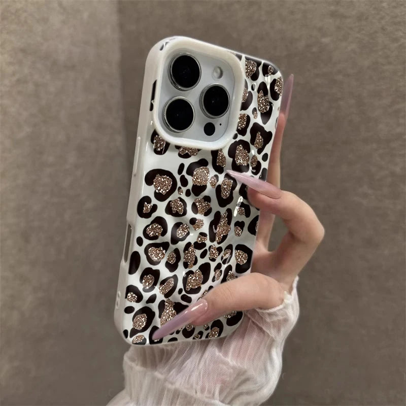 Leopard print Texture Case For iPhone 15 Pro Max Cases iPhone 17 11 12 13 ProMax 14 16 Plus Candy Colors Shockproof Cute Fundas
