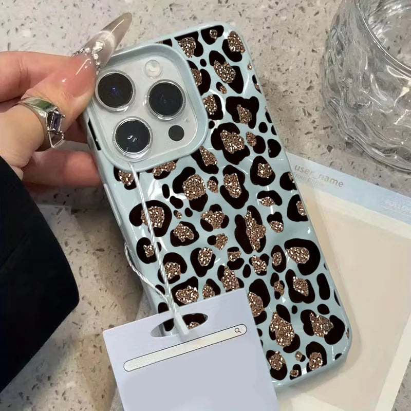 Leopard print Texture Case For iPhone 15 Pro Max Cases iPhone 17 11 12 13 ProMax 14 16 Plus Candy Colors Shockproof Cute Fundas