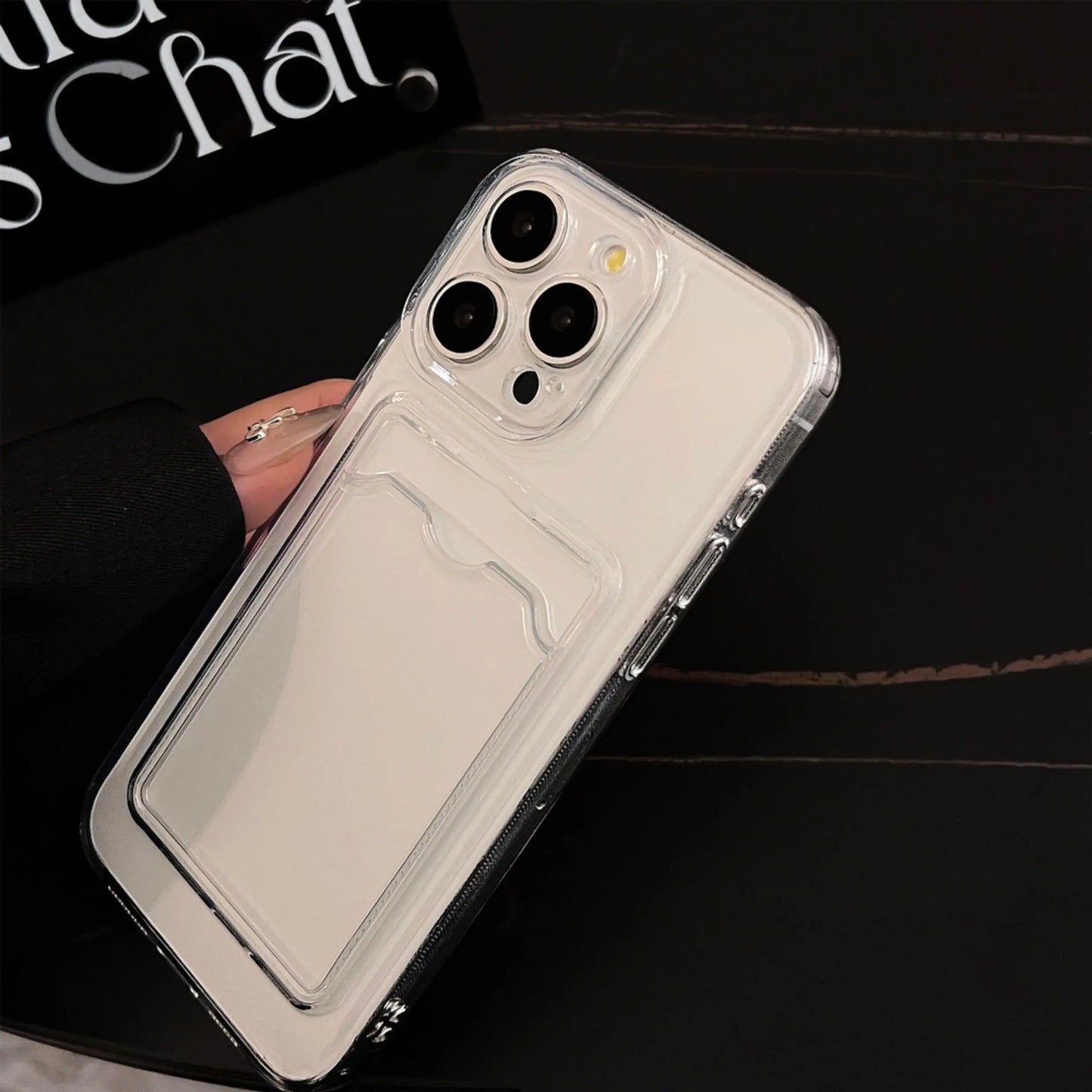 Transparent Silicone Clear Case for iPhone 17 16 15 14 13 12 11 Pro Max Shockproof Protection Soft Back Card Pocket Cover