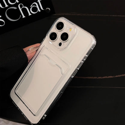 Transparent Silicone Clear Case for iPhone 17 16 15 14 13 12 11 Pro Max Shockproof Protection Soft Back Card Pocket Cover