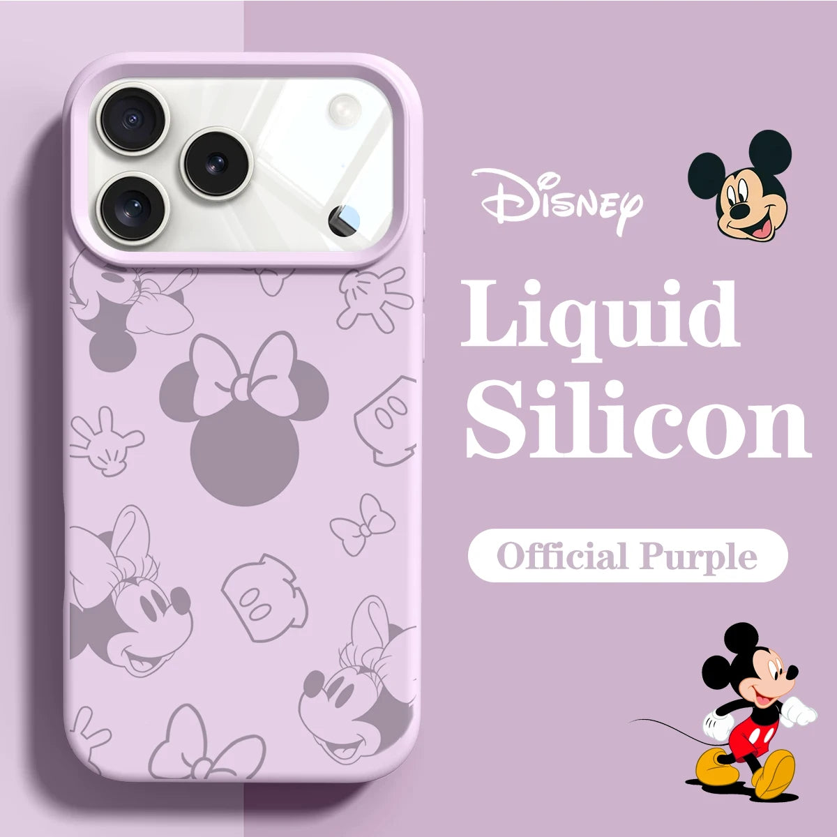 Official Original Liquid Silicone Phone Case for iPhone 17 16 15 13 14 12 Pro Max  Minnie Mouse Cases For 15 16 11 17 Pro Cover
