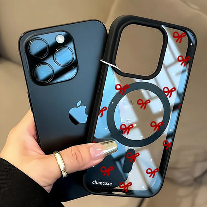 Cute Bow girl Clear Case For Magsafe iPhone 15 Pro Max 17 16 15 14 11 13 12 Pro Max Plus Cases Magnetic Wireless Charing Fundas