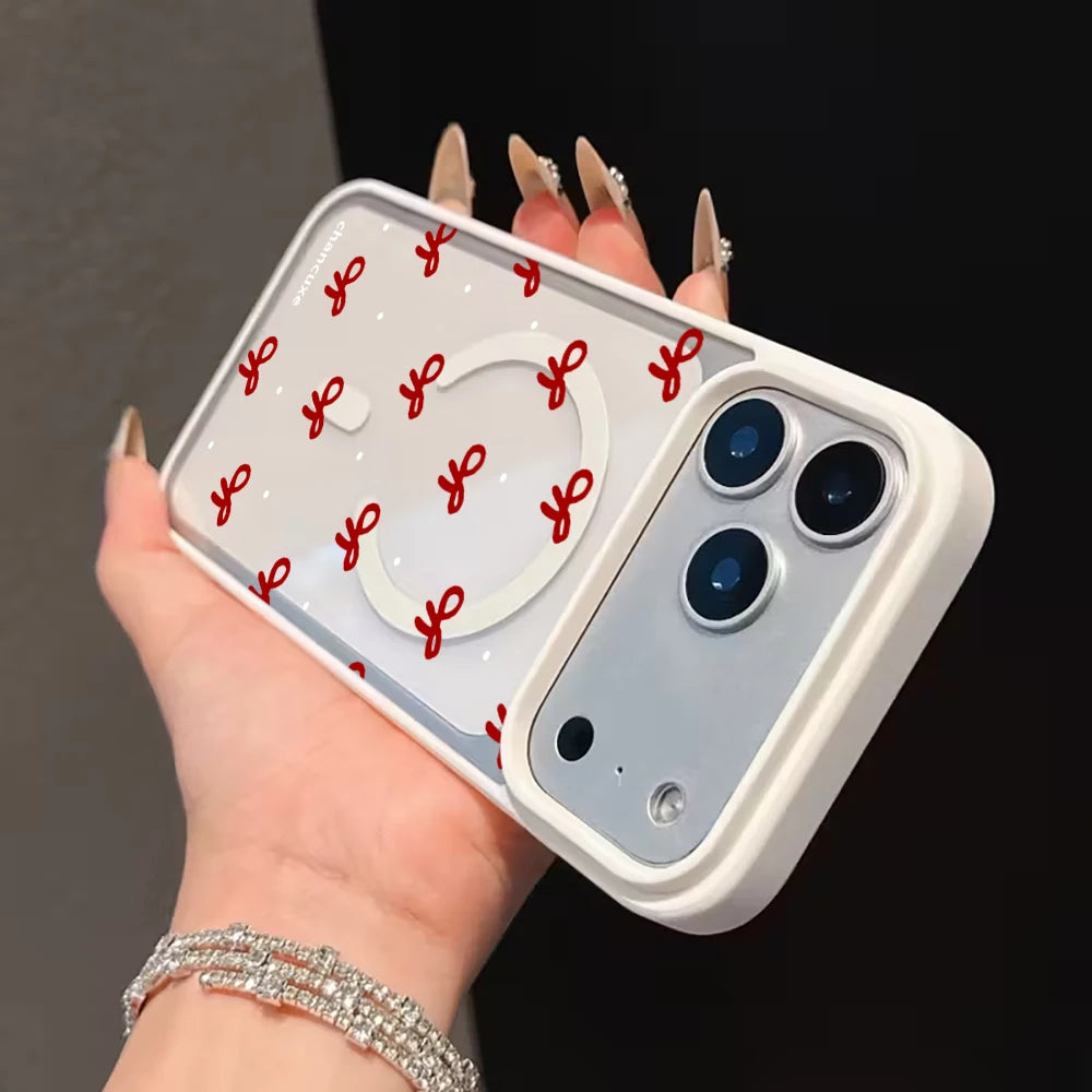Cute Bow girl Clear Case For Magsafe iPhone 15 Pro Max 17 16 15 14 11 13 12 Pro Max Plus Cases Magnetic Wireless Charing Fundas