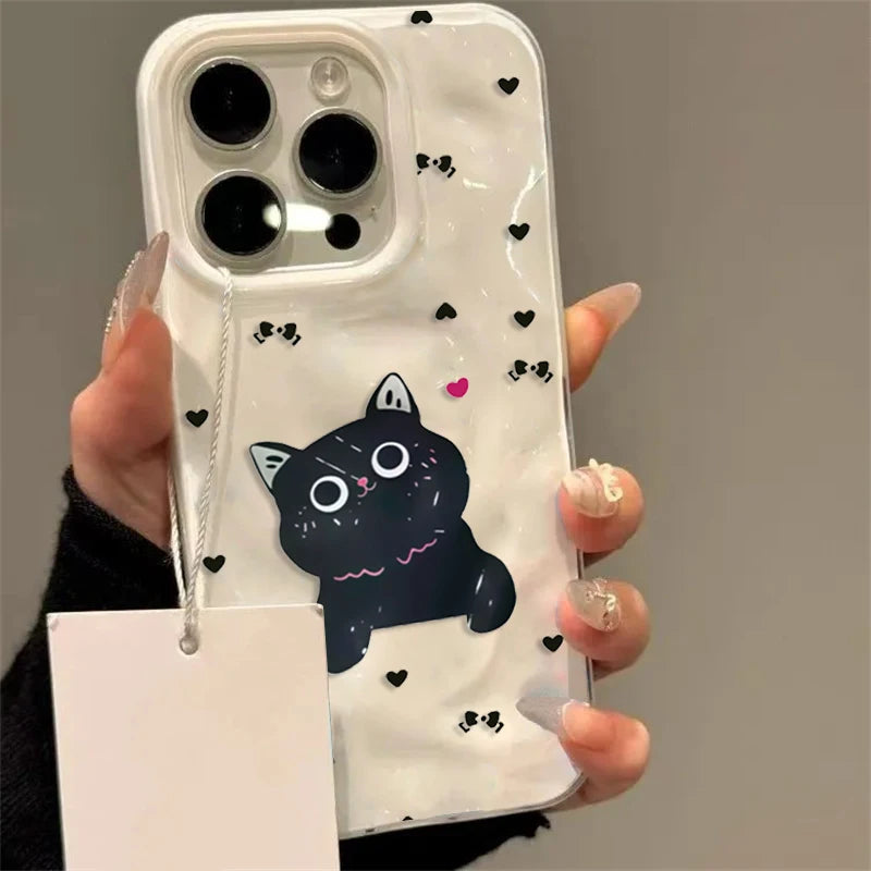 Bow Cat Dots Pattern Phone Case For iPhone 17 Cases iPhone 16 Pro Max 15 14 Plus 13 12 11 17 Air Shockproof Bumper Cases Cover
