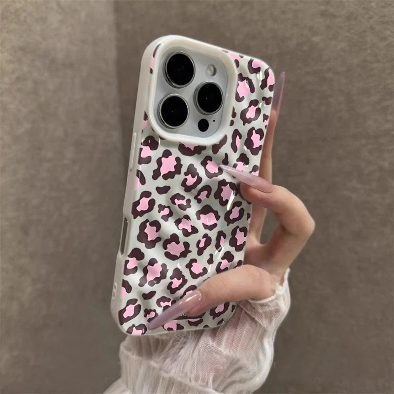 Leopard print Texture Case For iPhone 15 Pro Max Cases iPhone 17 11 12 13 ProMax 14 16 Plus Candy Colors Shockproof Cute Fundas