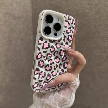 Leopard print Texture Case For iPhone 15 Pro Max Cases iPhone 17 11 12 13 ProMax 14 16 Plus Candy Colors Shockproof Cute Fundas