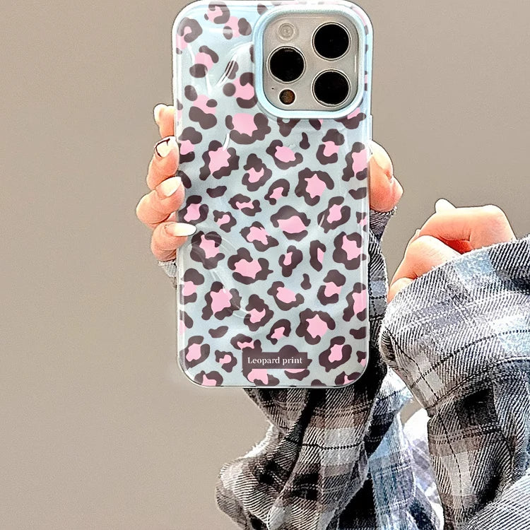 Leopard print Texture Case For iPhone 15 Pro Max Cases iPhone 17 11 12 13 ProMax 14 16 Plus Candy Colors Shockproof Cute Fundas