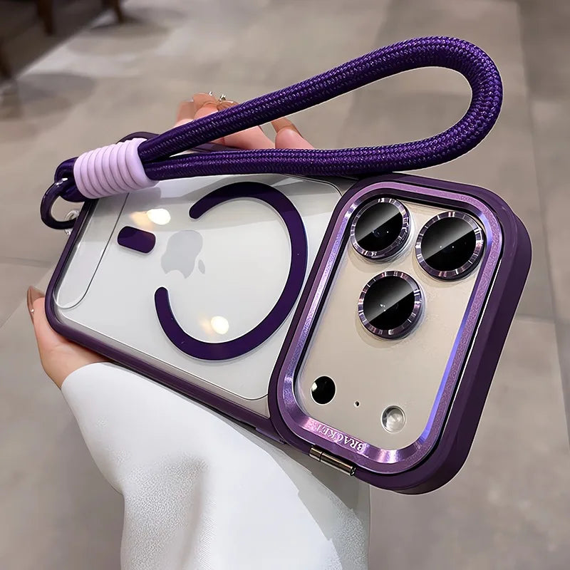 New Tech-Style Lanyard Window Magnetic Phone Case For iPhone 17 15 16 13 11 14 12 Pro Max 17 ProMax Cases With Strap Phone Cover