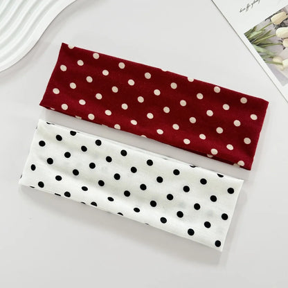 Y2K Retro Polka Dot Stretch Women Girl Headband Boho Style Fashiona Versatile Wide Headbands Yoga Sports Dating Hair Accessories