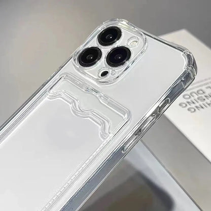 Transparent Silicone Clear Case for iPhone 17 16 15 14 13 12 11 Pro Max Shockproof Protection Soft Back Card Pocket Cover