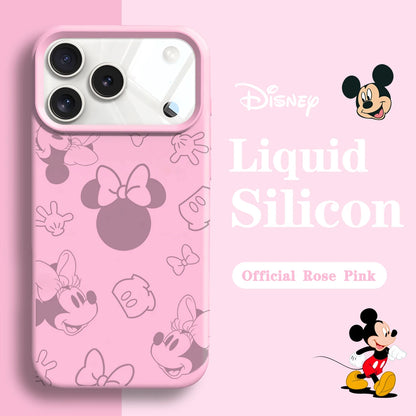 Official Original Liquid Silicone Phone Case for iPhone 17 16 15 13 14 12 Pro Max  Minnie Mouse Cases For 15 16 11 17 Pro Cover