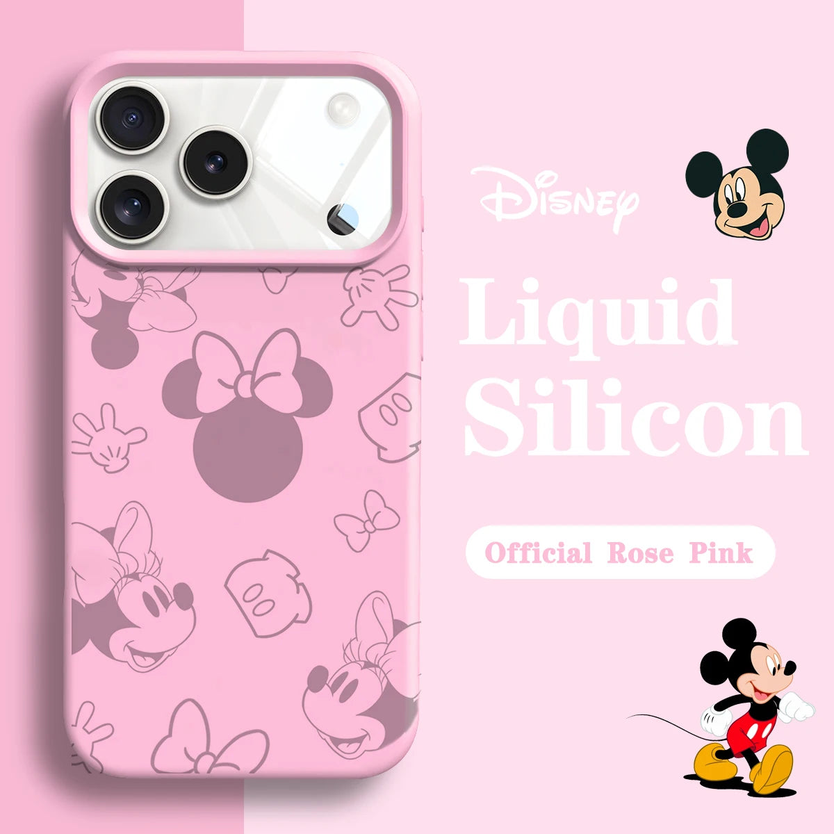 Official Original Liquid Silicone Phone Case for iPhone 17 16 15 13 14 12 Pro Max  Minnie Mouse Cases For 15 16 11 17 Pro Cover