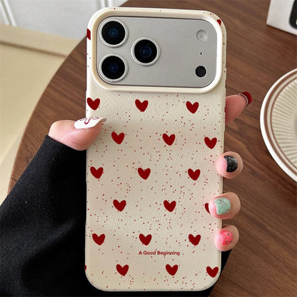 Fashion INS Love Heart Silicone Cases For iPhone 16 Pro 15 14 17 13 11 Pro Max 12 Pro Plus Shockproof Lichee Pattern Soft Cover