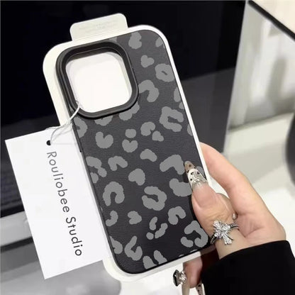 Fine Shimmer Leopard Print Silicone Cases For iPhone 17 14 15 16 Pro Max Plus Case iPhone 15 16 13 12 11 15 8 XS XR Luxury Cover