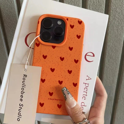 Fashion INS Love Heart Silicone Cases For iPhone 16 Pro 15 14 17 13 11 Pro Max 12 Pro Plus Shockproof Lichee Pattern Soft Cover