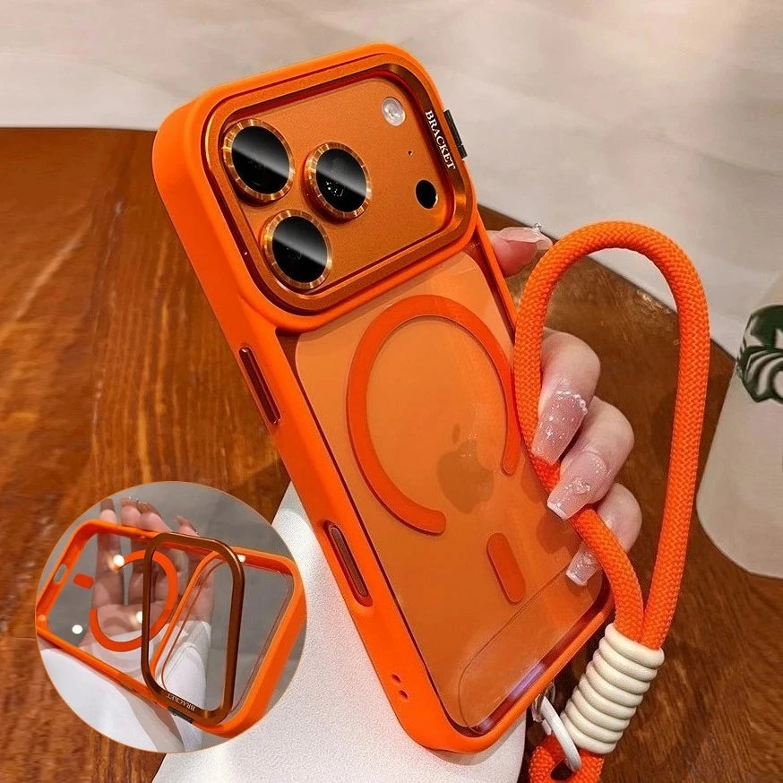 New Tech-Style Lanyard Window Magnetic Phone Case For iPhone 17 15 16 13 11 14 12 Pro Max 17 ProMax Cases With Strap Phone Cover
