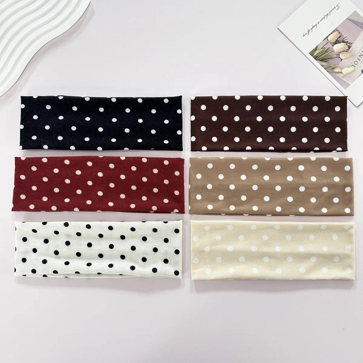 Y2K Retro Polka Dot Stretch Women Girl Headband Boho Style Fashiona Versatile Wide Headbands Yoga Sports Dating Hair Accessories