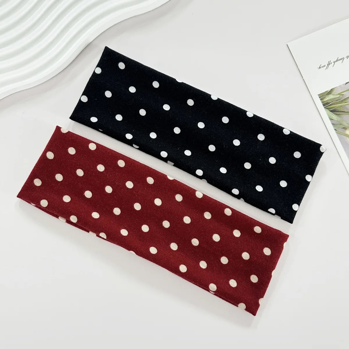 Y2K Retro Polka Dot Stretch Women Girl Headband Boho Style Fashiona Versatile Wide Headbands Yoga Sports Dating Hair Accessories