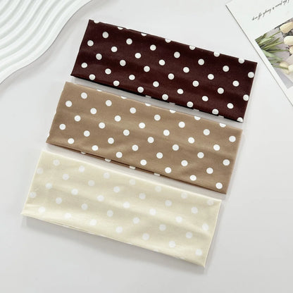 Y2K Retro Polka Dot Stretch Women Girl Headband Boho Style Fashiona Versatile Wide Headbands Yoga Sports Dating Hair Accessories