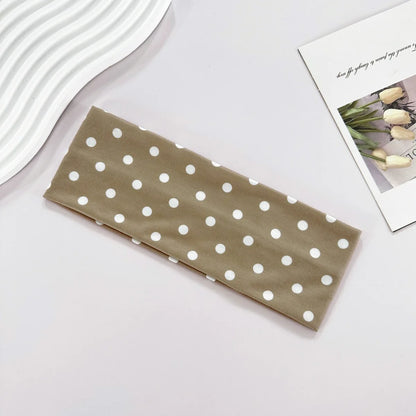 Y2K Retro Polka Dot Stretch Women Girl Headband Boho Style Fashiona Versatile Wide Headbands Yoga Sports Dating Hair Accessories