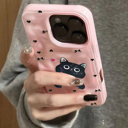 Bow Cat Dots Pattern Phone Case For iPhone 17 Cases iPhone 16 Pro Max 15 14 Plus 13 12 11 17 Air Shockproof Bumper Cases Cover