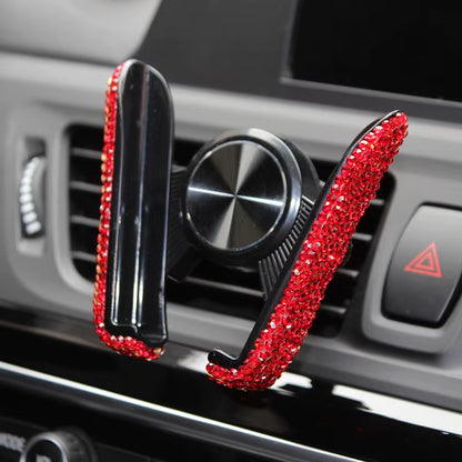 Car Phone Holder Women Diamond Crystal Car Air Vent Mount Clip Mobile Phone Holder Stand in Car Bracket Interior Accessories